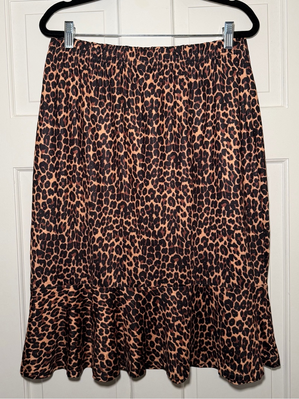SHEIN Leopard Print Ruffle Hem Satin Skirt Brown/Black Size 0XL/12